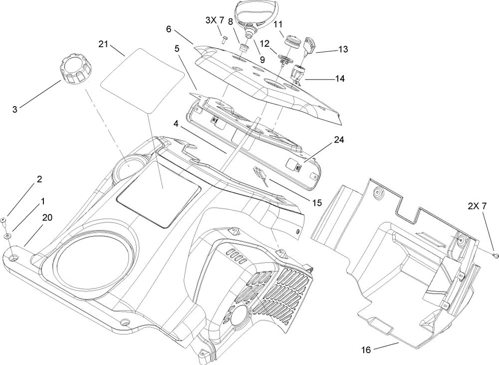 Shroud And Control Panel Assembly Diagram and Parts List for 33006 260000001 - 260999999 Lawn Boy Snow Blower